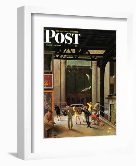 "Windy City," Saturday Evening Post Cover, March 23, 1946-John Falter-Framed Giclee Print