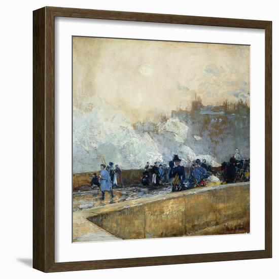 Windy Day, Paris, 1889-Childe Hassam-Framed Giclee Print