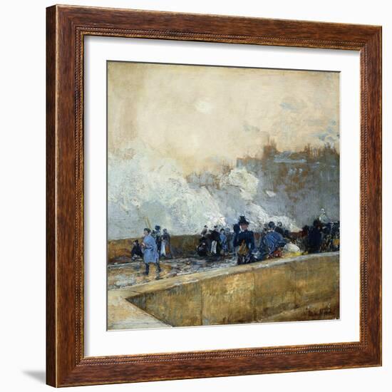 Windy Day, Paris, 1889-Childe Hassam-Framed Giclee Print