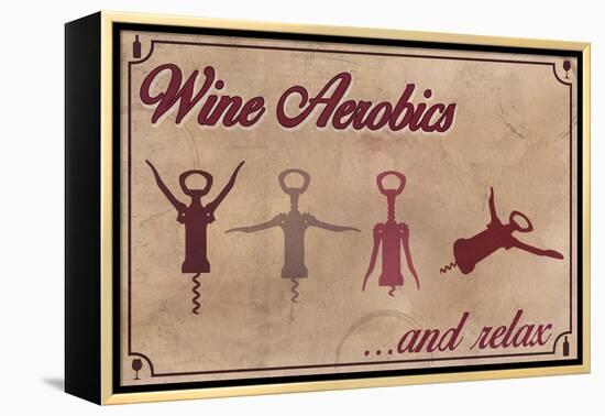 Wine Aerobics-Lantern Press-Framed Stretched Canvas
