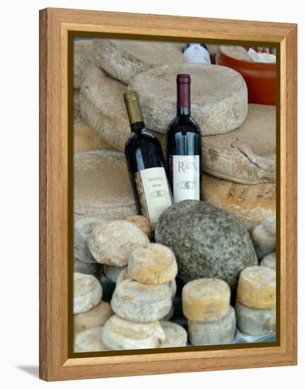 Wine and Cheese at Open-Air Market, Lake Maggiore, Arona, Italy-Lisa S. Engelbrecht-Framed Premier Image Canvas