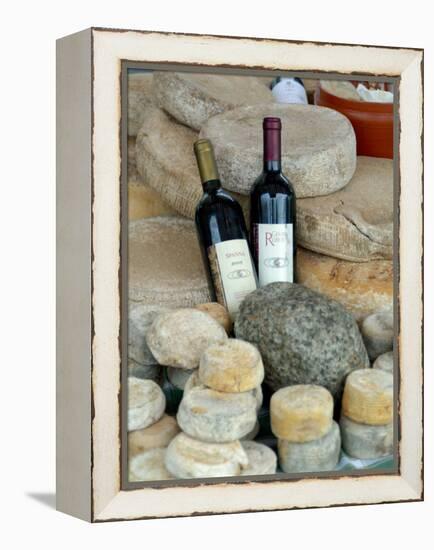 Wine and Cheese at Open-Air Market, Lake Maggiore, Arona, Italy-Lisa S. Engelbrecht-Framed Premier Image Canvas