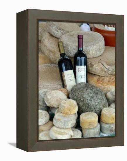 Wine and Cheese at Open-Air Market, Lake Maggiore, Arona, Italy-Lisa S. Engelbrecht-Framed Premier Image Canvas