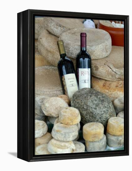 Wine and Cheese at Open-Air Market, Lake Maggiore, Arona, Italy-Lisa S. Engelbrecht-Framed Premier Image Canvas