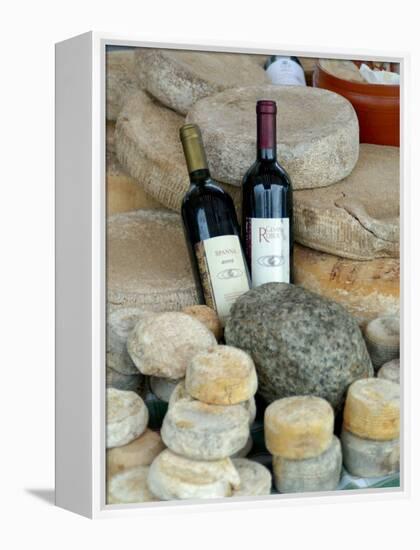 Wine and Cheese at Open-Air Market, Lake Maggiore, Arona, Italy-Lisa S. Engelbrecht-Framed Premier Image Canvas