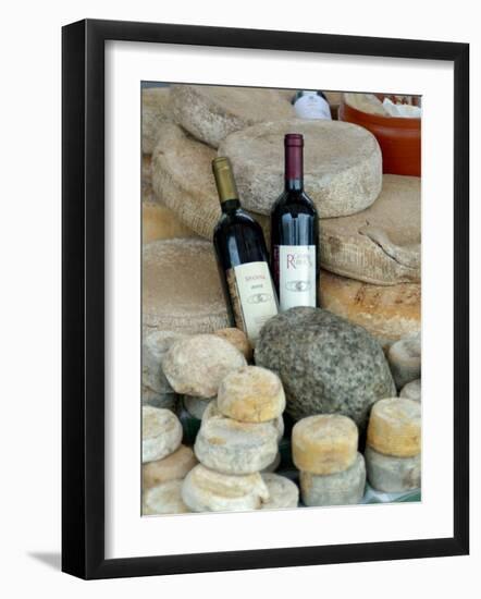 Wine and Cheese at Open-Air Market, Lake Maggiore, Arona, Italy-Lisa S. Engelbrecht-Framed Photographic Print