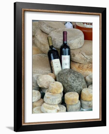 Wine and Cheese at Open-Air Market, Lake Maggiore, Arona, Italy-Lisa S. Engelbrecht-Framed Photographic Print