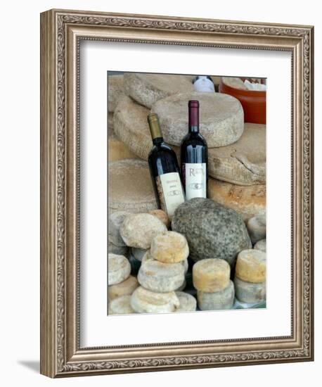 Wine and Cheese at Open-Air Market, Lake Maggiore, Arona, Italy-Lisa S. Engelbrecht-Framed Photographic Print