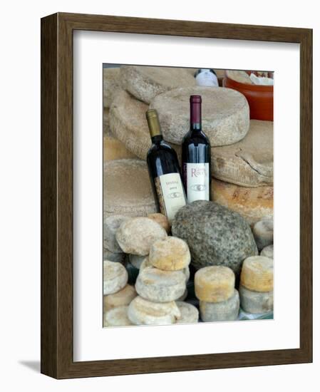 Wine and Cheese at Open-Air Market, Lake Maggiore, Arona, Italy-Lisa S. Engelbrecht-Framed Photographic Print