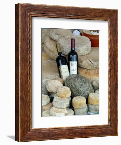 Wine and Cheese at Open-Air Market, Lake Maggiore, Arona, Italy-Lisa S. Engelbrecht-Framed Photographic Print