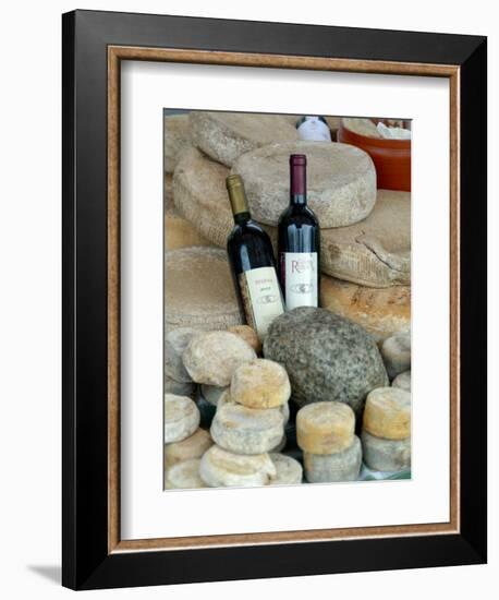 Wine and Cheese at Open-Air Market, Lake Maggiore, Arona, Italy-Lisa S. Engelbrecht-Framed Photographic Print