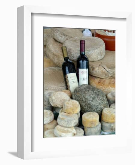 Wine and Cheese at Open-Air Market, Lake Maggiore, Arona, Italy-Lisa S. Engelbrecht-Framed Photographic Print