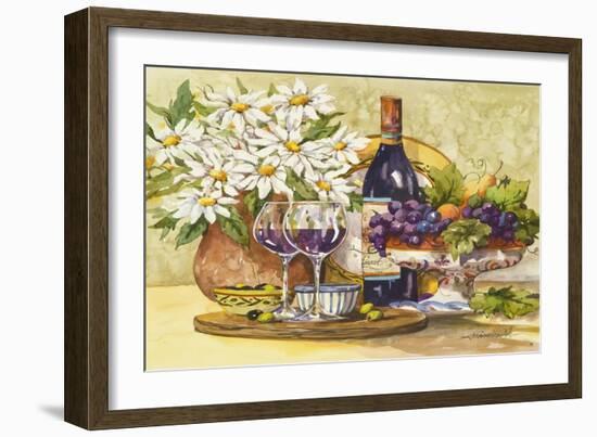 Wine and Daisies-Jerianne Van Dijk-Framed Art Print