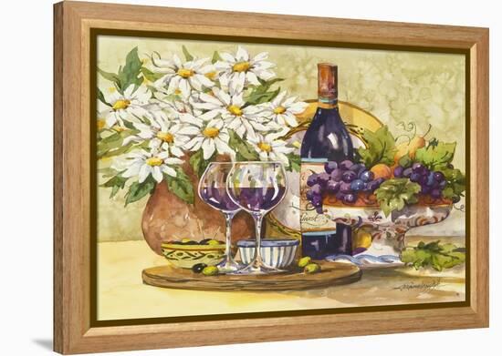 Wine and Daisies-Jerianne Van Dijk-Framed Stretched Canvas