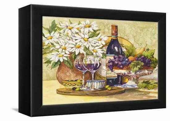 Wine and Daisies-Jerianne Van Dijk-Framed Stretched Canvas