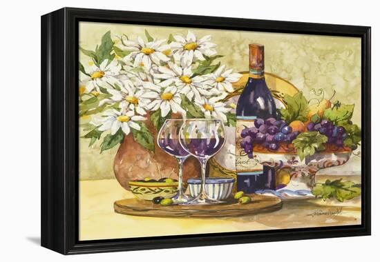 Wine and Daisies-Jerianne Van Dijk-Framed Stretched Canvas