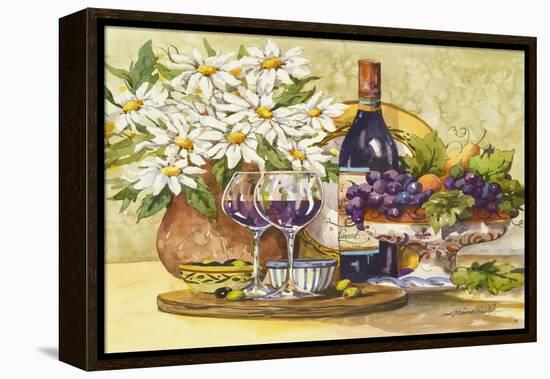 Wine and Daisies-Jerianne Van Dijk-Framed Stretched Canvas