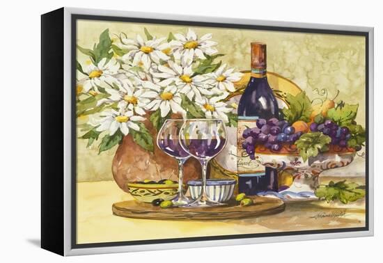 Wine and Daisies-Jerianne Van Dijk-Framed Stretched Canvas