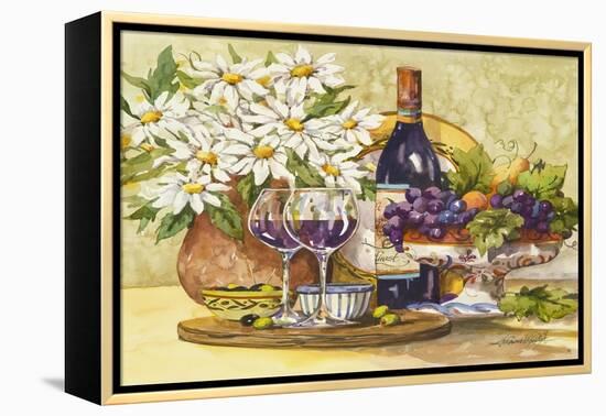 Wine and Daisies-Jerianne Van Dijk-Framed Stretched Canvas