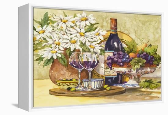 Wine and Daisies-Jerianne Van Dijk-Framed Stretched Canvas