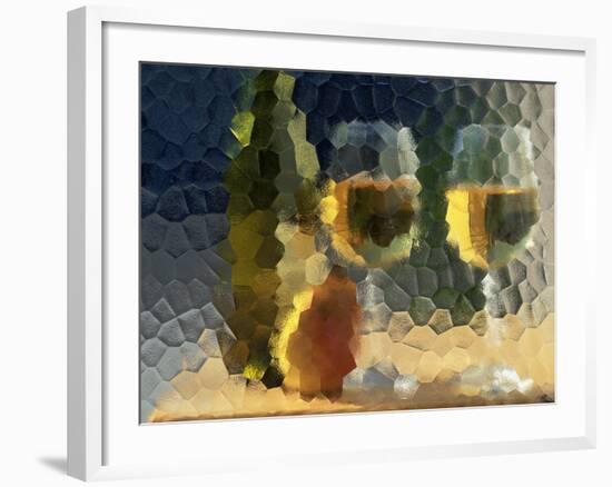 Wine and Glasses Behind Frosted Glass-Mitch Diamond-Framed Photographic Print