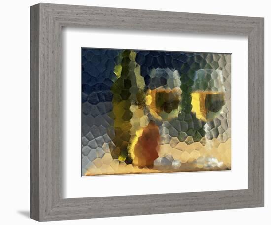 Wine and Glasses Behind Frosted Glass-Mitch Diamond-Framed Photographic Print