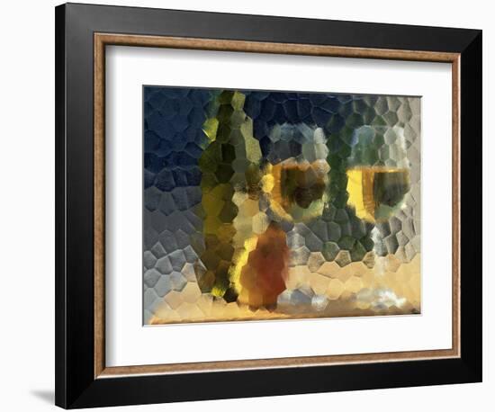 Wine and Glasses Behind Frosted Glass-Mitch Diamond-Framed Photographic Print