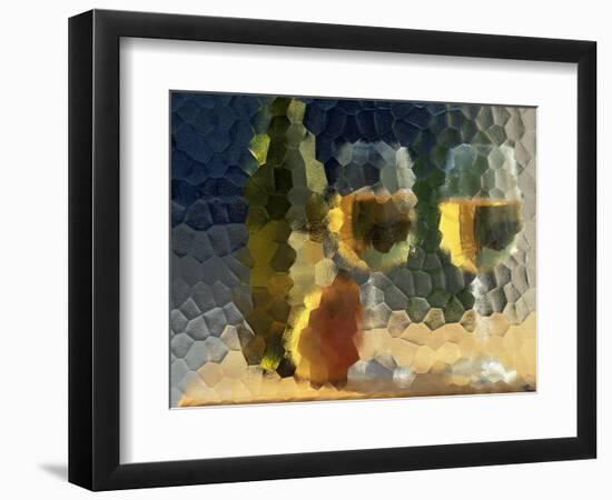 Wine and Glasses Behind Frosted Glass-Mitch Diamond-Framed Photographic Print