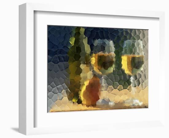 Wine and Glasses Behind Frosted Glass-Mitch Diamond-Framed Photographic Print