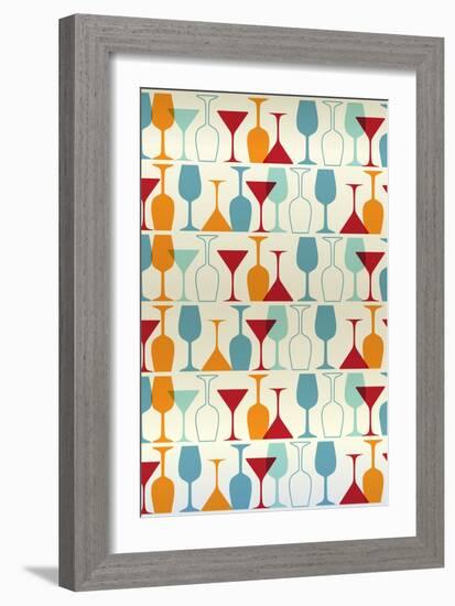 Wine and Martini Glass Pattern-Lantern Press-Framed Premium Giclee Print