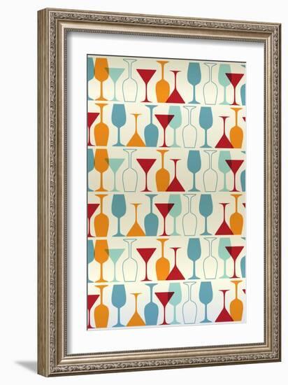 Wine and Martini Glass Pattern-Lantern Press-Framed Art Print