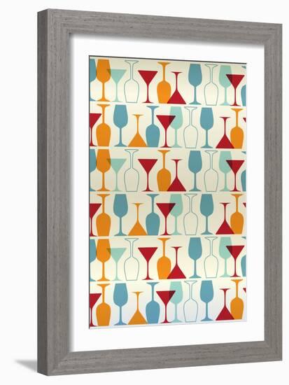 Wine and Martini Glass Pattern-Lantern Press-Framed Art Print