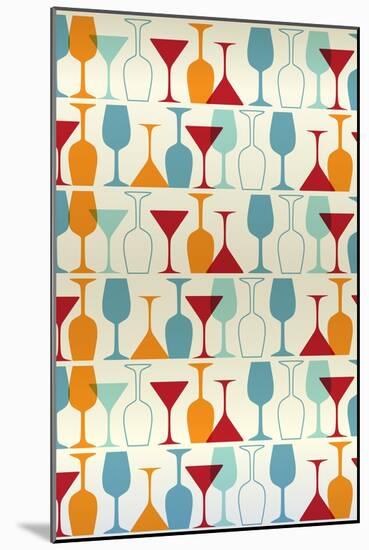 Wine and Martini Glass Pattern-Lantern Press-Mounted Art Print