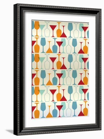 Wine and Martini Glass Pattern-Lantern Press-Framed Art Print