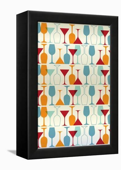 Wine and Martini Glass Pattern-Lantern Press-Framed Stretched Canvas