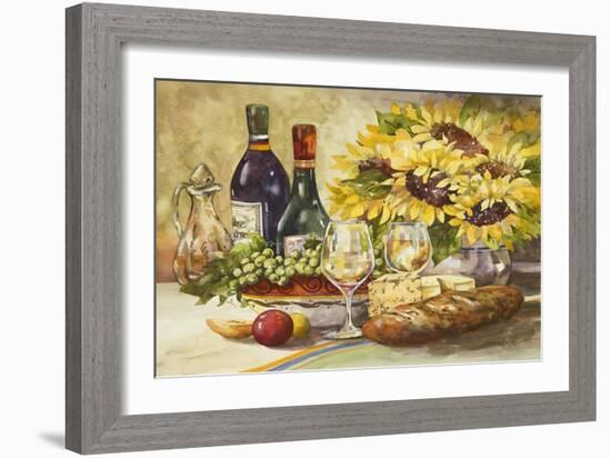 Wine and Sunflowers-Jerianne Van Dijk-Framed Art Print