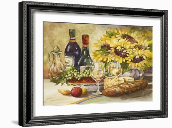 Wine and Sunflowers-Jerianne Van Dijk-Framed Art Print