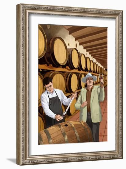 Wine Barrels-Lantern Press-Framed Premium Giclee Print