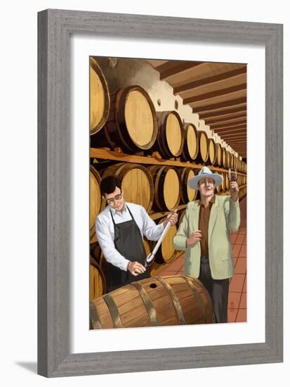 Wine Barrels-Lantern Press-Framed Premium Giclee Print