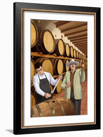 Wine Barrels-Lantern Press-Framed Premium Giclee Print