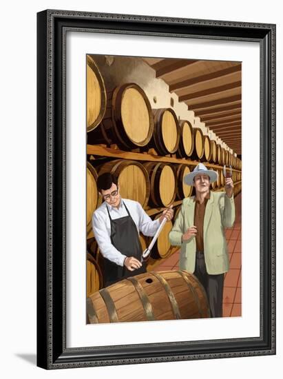 Wine Barrels-Lantern Press-Framed Premium Giclee Print