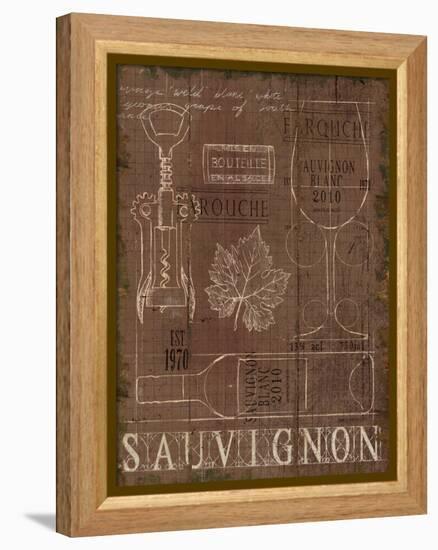 Wine Blueprint IV v2 Raindrum Distressed-Marco Fabiano-Framed Stretched Canvas