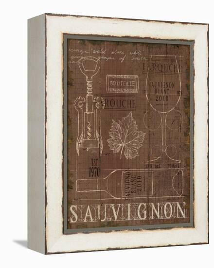 Wine Blueprint IV v2 Raindrum Distressed-Marco Fabiano-Framed Stretched Canvas