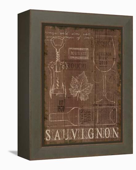 Wine Blueprint IV v2 Raindrum Distressed-Marco Fabiano-Framed Stretched Canvas