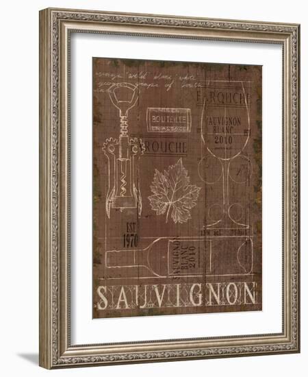 Wine Blueprint IV v2 Raindrum Distressed-Marco Fabiano-Framed Art Print