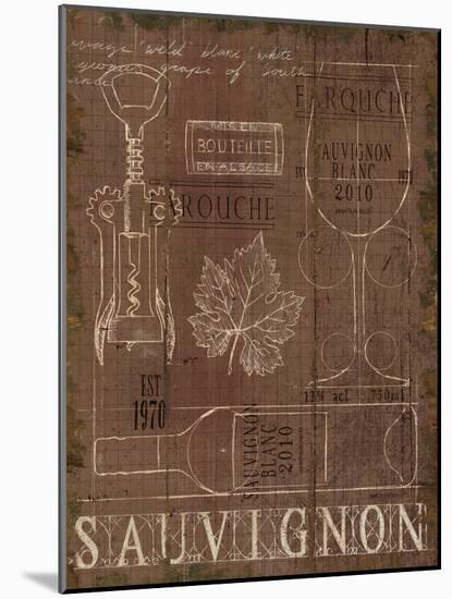 Wine Blueprint IV v2 Raindrum Distressed-Marco Fabiano-Mounted Art Print