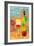 Wine Bottle and Glass Geometric-Lantern Press-Framed Art Print