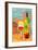 Wine Bottle and Glass Geometric-Lantern Press-Framed Art Print