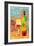 Wine Bottle and Glass Geometric-Lantern Press-Framed Art Print