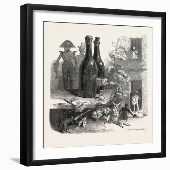 Wine Bottles and Glass. Food and Drink-null-Framed Giclee Print